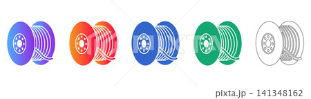 Double Cable Spool Vector Icon Set 141348162