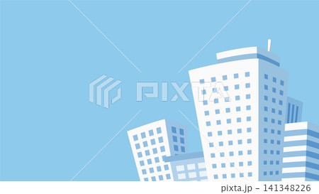 見上げたビルのかっこいい背景イラスト_空_16:9 見上げたビルのかっこいい背景イラスト_空_16:9 141348226