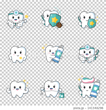 vector set of tooth character vector set of tooth character 141348296