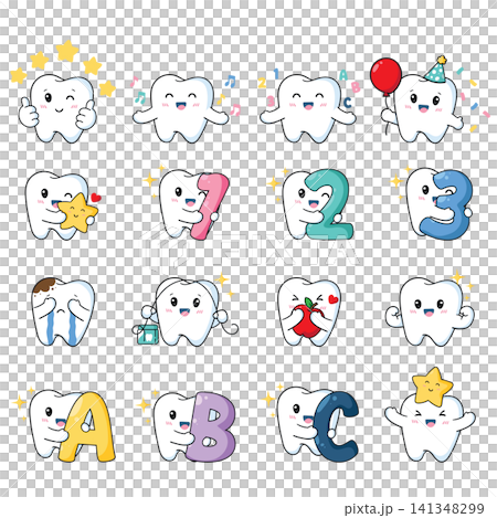 set of cartoon tooth character set of cartoon tooth character 141348299