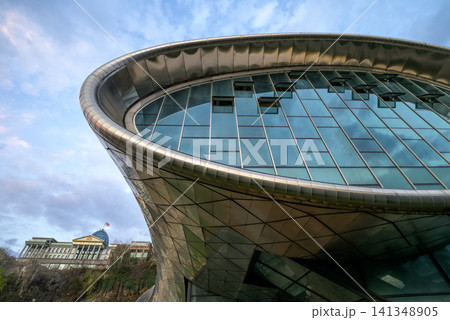 Steel and glass construction of Rike Park complex in Tbilisi, Georgia Steel and glass construction of Rike Park complex in Tbilisi, Georgia 141348905