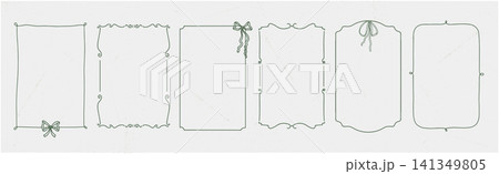 Set simple hand drawn kid line photo frame with ribbon. Set simple hand drawn kid line photo frame with ribbon. 141349805