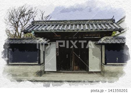 水彩画風 神辺宿の町並み 神辺本陣 広島県福山市 水彩画風 神辺宿の町並み 神辺本陣 広島県福山市 141350201