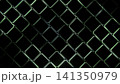 Diagonal lattice of rounded square frames with green cyan rim lighting across dark black background for abstract geometric design concepts, with abstract, pattern, geometry, grid detail 141350979
