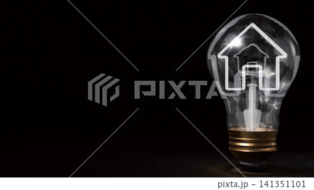 Creative Light Bulb with House and Briefcase Symbol 3d render. 141351101