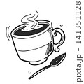 Hand drawn black and white cup of coffee. Vector illustration. 141351128