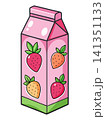 Pack of strawberry milk. Plant based drink. Vector illustration. 141351133