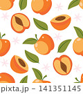 Seamless pattern with apricot. Vector cartoon illustration 141351145