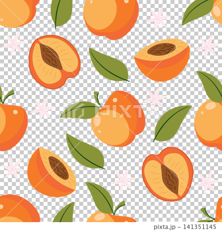 Seamless pattern with apricot. Vector cartoon illustration Seamless pattern with apricot. Vector cartoon illustration 141351145