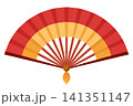 Folding hand fan. Vector cartoon illustration 141351147