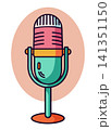 Cartoon style microphone. Vector illustration 141351150