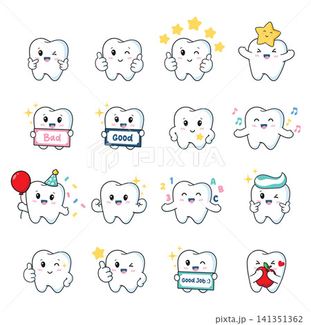 set of cute tooth character 141351362