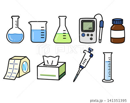 理化学器具・実験器具のイラストセット(手描き) 141351395