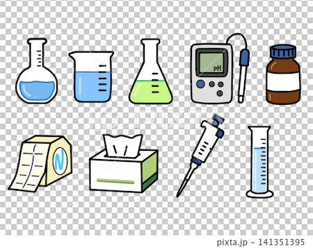 理化学器具・実験器具のイラストセット(手描き) 141351395