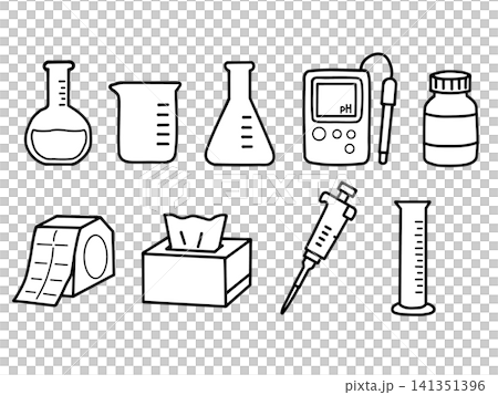Illustration set of scientific and laboratory equipment (hand-drawn) Illustration set of scientific and laboratory equipment (hand-drawn) 141351396