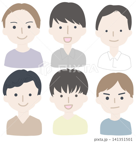 男性のイラスト6種類セット アイコン アバター ヘッドショット 男性のイラスト6種類セット アイコン アバター ヘッドショット 141351501