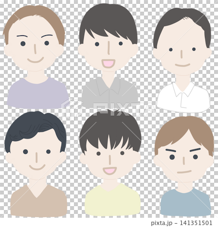 男性のイラスト6種類セット アイコン アバター ヘッドショット 男性のイラスト6種類セット アイコン アバター ヘッドショット 141351501