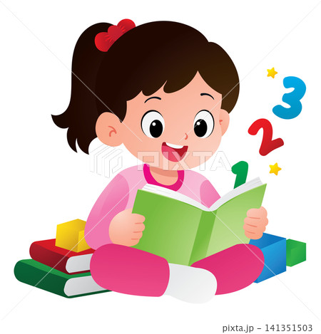 Cute Girl Learning Math Numbers Cute Girl Learning Math Numbers 141351503