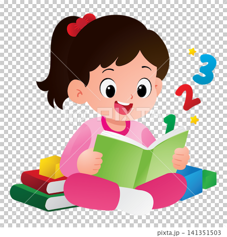Cute Girl Learning Math Numbers Cute Girl Learning Math Numbers 141351503