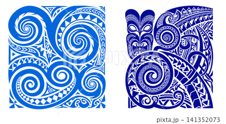 Intricate tribal pattern vector illustration with bold spirals and sharp geometric motifs, suitable for cultural textiles Intricate tribal pattern vector illustration with bold spirals and sharp geometric motifs, suitable for cultural textiles 141352073