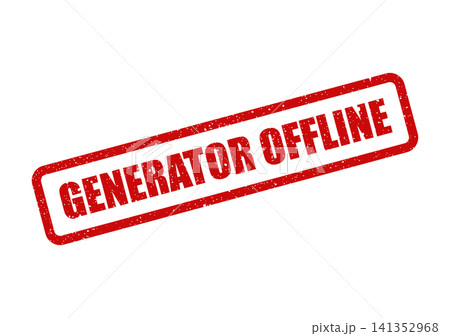 Red grunge rubber stamp with an important warning message about a generator being offline for systems Red grunge rubber stamp with an important warning message about a generator being offline for systems 141352968