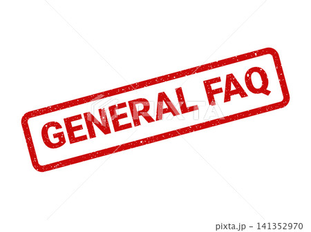 Red grunge rubber stamp with GENERAL FAQ text, perfect for website sections or informational document headers Red grunge rubber stamp with GENERAL FAQ text, perfect for website sections or informational document headers 141352970
