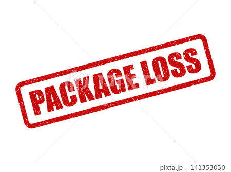 Red grunge stamp text showing package loss inside a rectangular outline for tracking problems 141353030