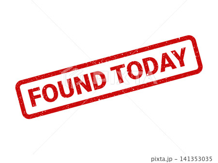Red grunge stamp with Found Today text, designed for immediate notification of newly discovered items 141353035