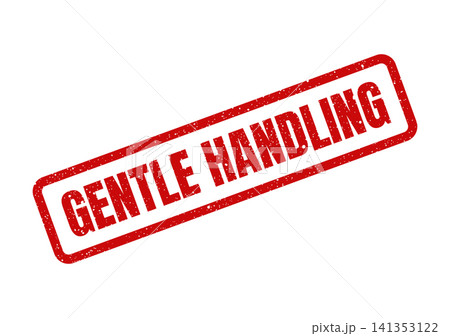 Red grunge textured rubber stamp indicating the need for careful and gentle handling of delicate goods Red grunge textured rubber stamp indicating the need for careful and gentle handling of delicate goods 141353122