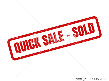 Red quick sale sold stamp with aged texture indicating a completed transaction or unavailable item 141353185