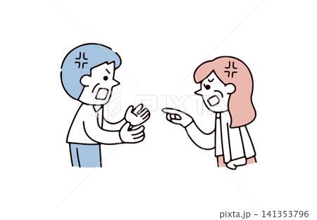 喧嘩をするシニア夫婦のイラスト 喧嘩をするシニア夫婦のイラスト 141353796