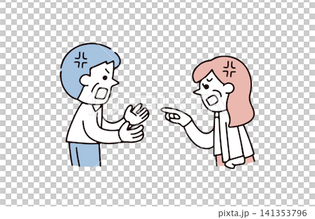 喧嘩をするシニア夫婦のイラスト 喧嘩をするシニア夫婦のイラスト 141353796