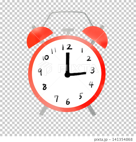Watercolor-style red alarm clock illustration. Suitable for morning time and schedule materials. Watercolor-style red alarm clock illustration. Suitable for morning time and schedule materials. 141354868
