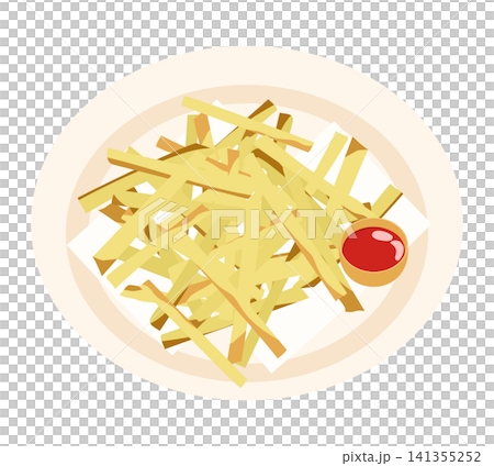 皿に盛ったフライドポテト 皿に盛ったフライドポテト 141355252