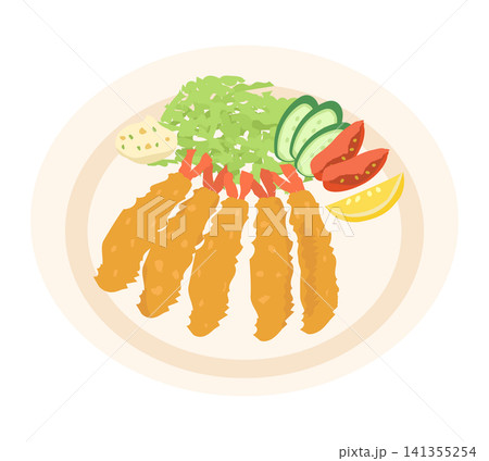 エビフライとサラダ 141355254