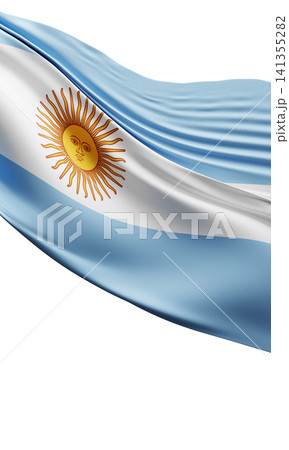 Argentina flag ribbon flowing isolated on white background with copy space 3D render Argentina flag ribbon flowing isolated on white background with copy space 3D render 141355282