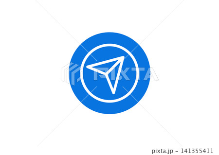Paper Plane Navigation Icon In Circular Button Representing Send, Direction And Messaging Paper Plane Navigation Icon In Circular Button Representing Send, Direction And Messaging 141355411