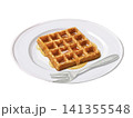 ブリュッセルワッフル（シロップかけ）皿フォーク付き 141355548