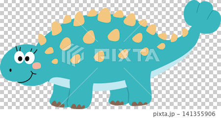 Cute Ankylosaurus Cartoon Character with Club Tail Illustration Cute Ankylosaurus Cartoon Character with Club Tail Illustration 141355906