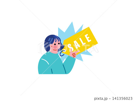 セールを知らせる女性のイラスト セールを知らせる女性のイラスト 141356023