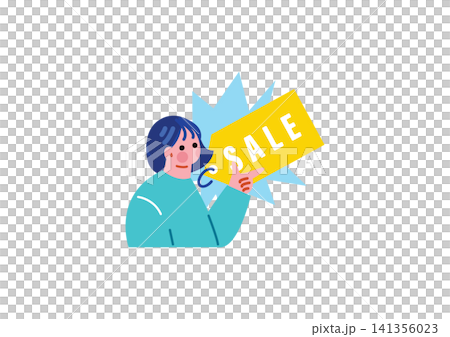 セールを知らせる女性のイラスト セールを知らせる女性のイラスト 141356023