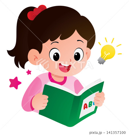 Smart Girl Learning with Idea Bulb Smart Girl Learning with Idea Bulb 141357100