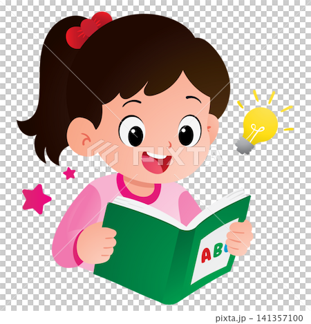 Smart Girl Learning with Idea Bulb Smart Girl Learning with Idea Bulb 141357100