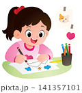 Creative Girl Drawing on Paper 141357101