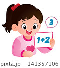 Cute Girl Doing Math Addition 141357106