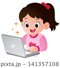 Happy Girl Learning on Laptop 141357108