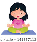 Little Girl Meditating Yoga Pose 141357112