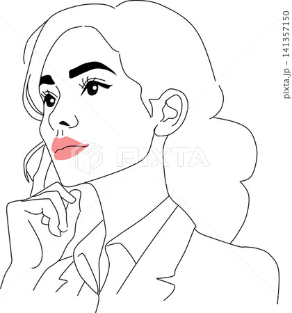 仕事で悩んでいる女性のイラスト 仕事で悩んでいる女性のイラスト 141357150