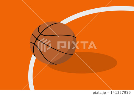 Close Up Basketball on Court Vector Illustration with white line and shadow flat design with Copy Space Close Up Basketball on Court Vector Illustration with white line and shadow flat design with Copy Space 141357959