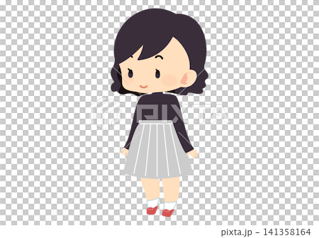 Full-body illustration of a little girl 141358164